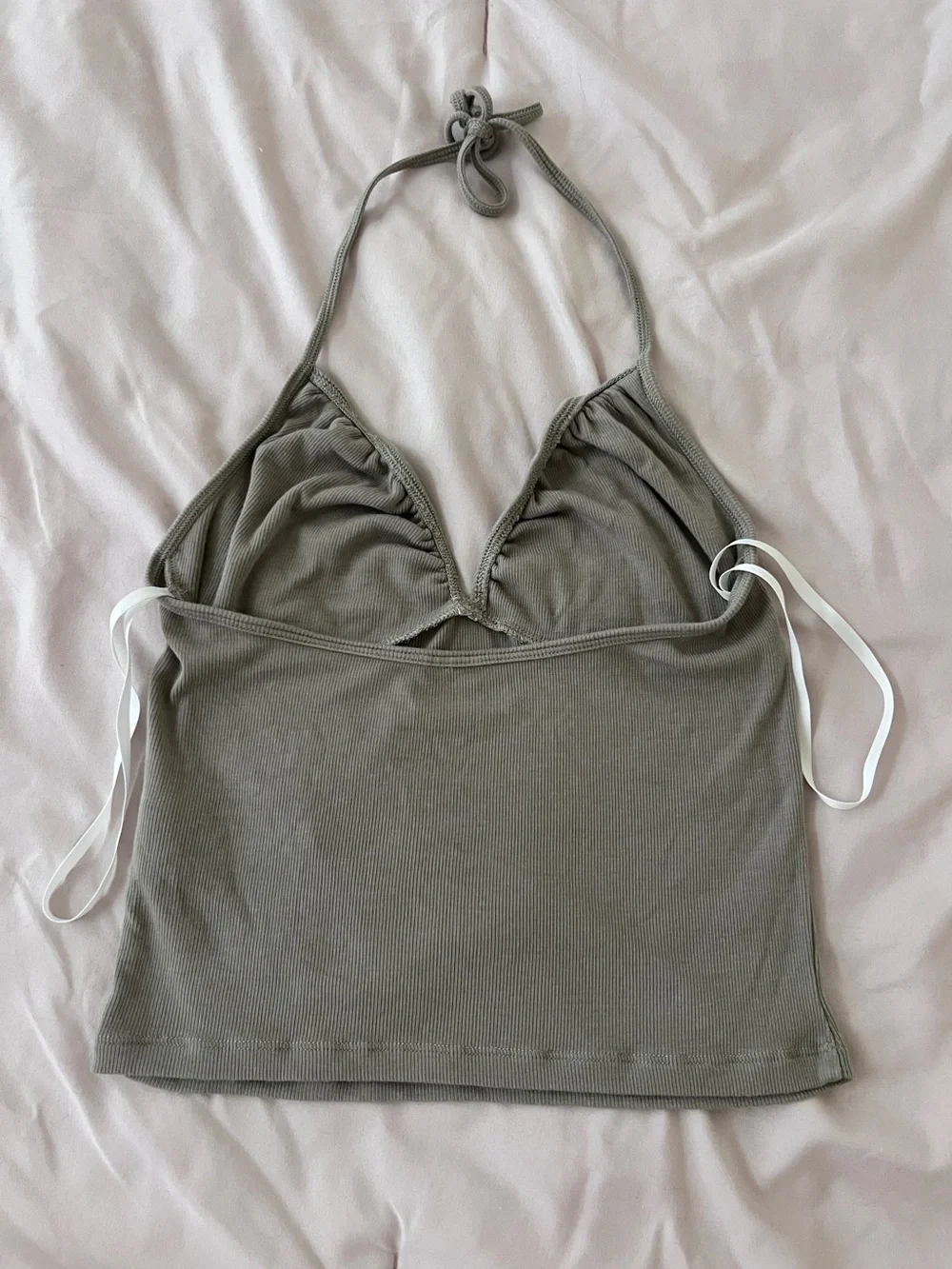 Aritzia Ribbed Halter Cami in Sage